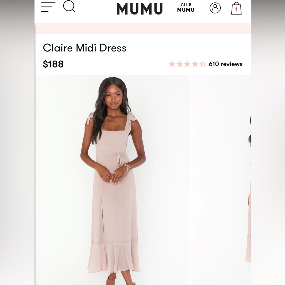 Show me your mumu size L “Claire Midi Dress Soft Beige Chiffon”